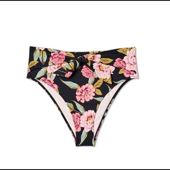 High leg, high waisted Floral scarf tie bikini D22 - Picture 6 of 10